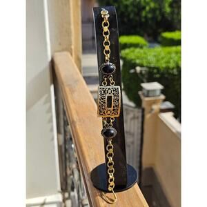 Handmade Onyx & Arabic Engraving Bracelet